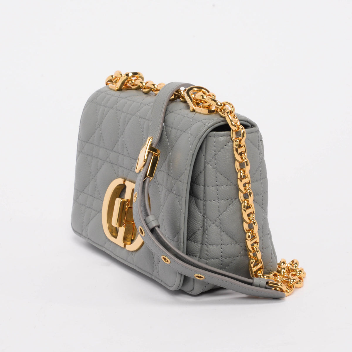 Dior Grey Cannage Calfskin Small Caro Bag