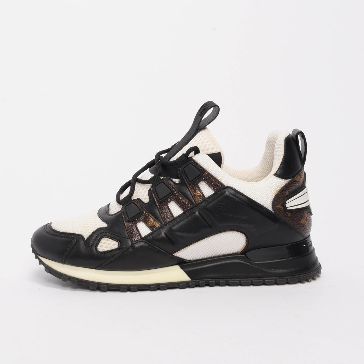 Louis Vuitton Black Calfskin Monogram Run Away Sneakers 37