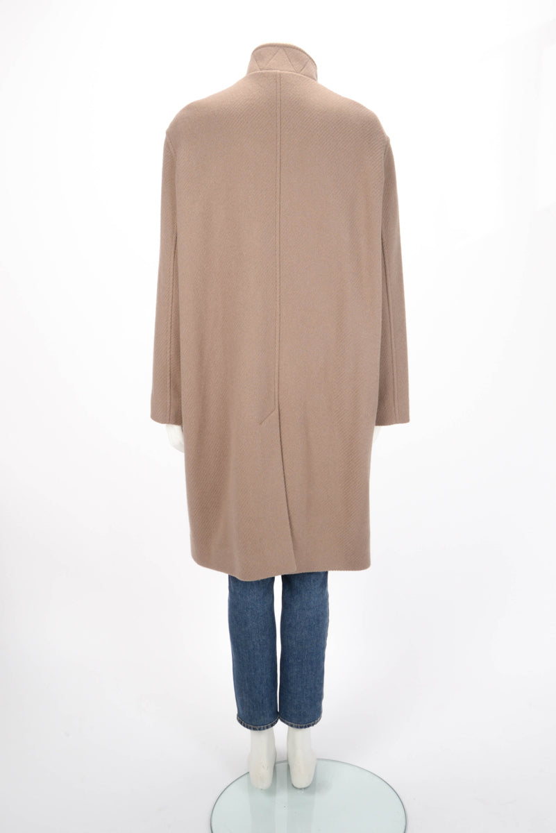 Hermes Etoupe Cashmere Long Coat FR 40