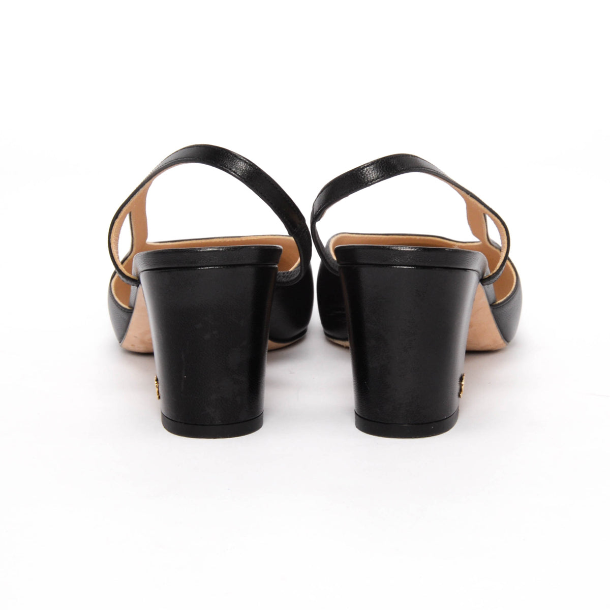 Chanel Black Lambskin & Grosgrain Slingback Pumps 38