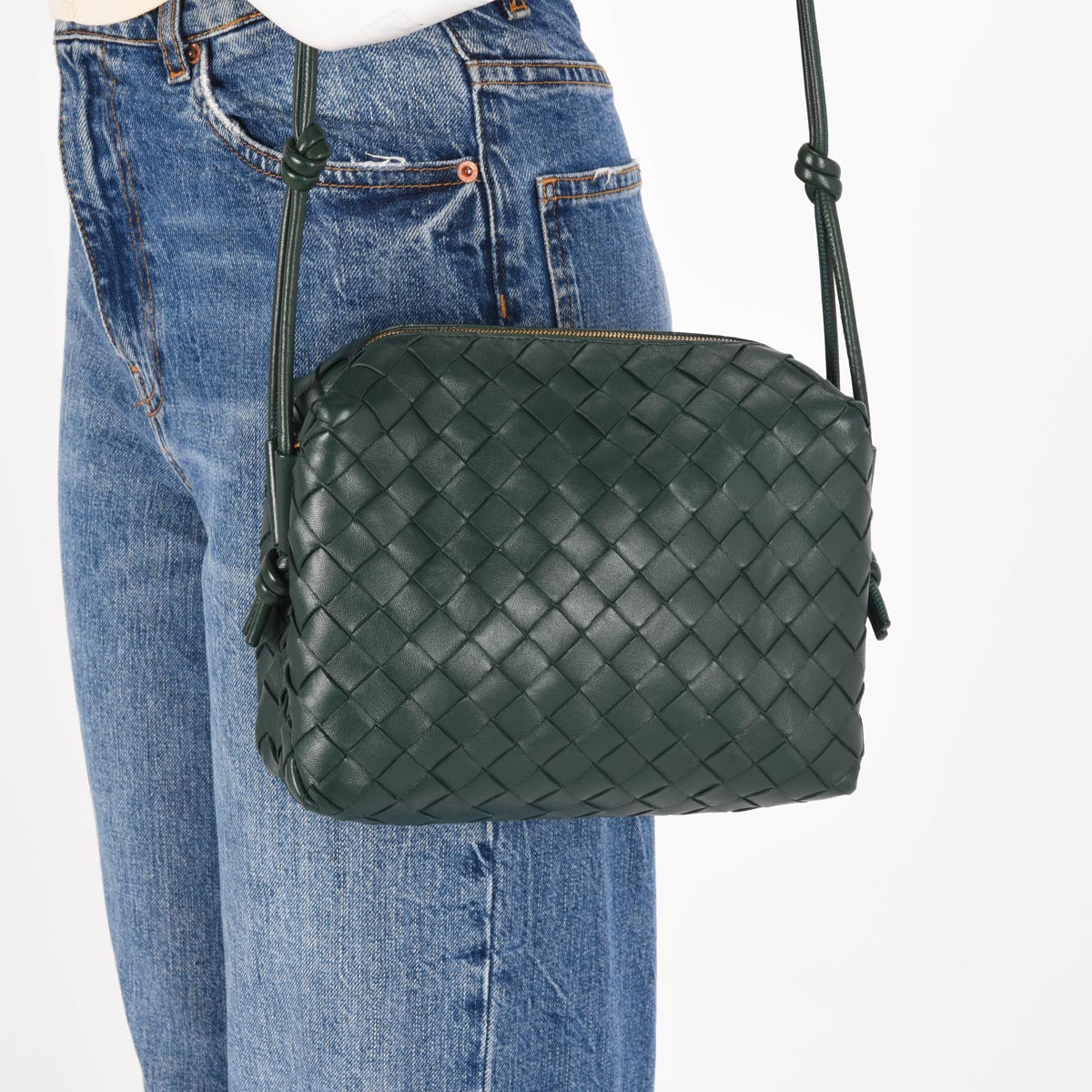 Bottega Veneta Forest Green Intrecciato Small Loop Camera Bag