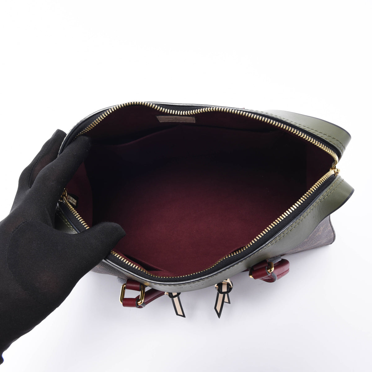 Louis Vuitton Khaki & Burgundy Monogram Canvas Tuileries Bag