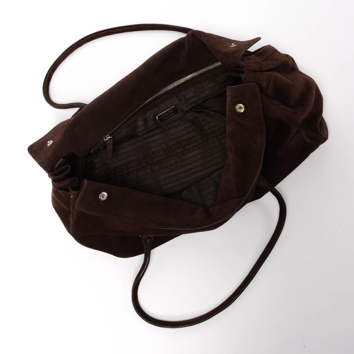 Prada Moro Brown Suede Easy Shoulder Bag