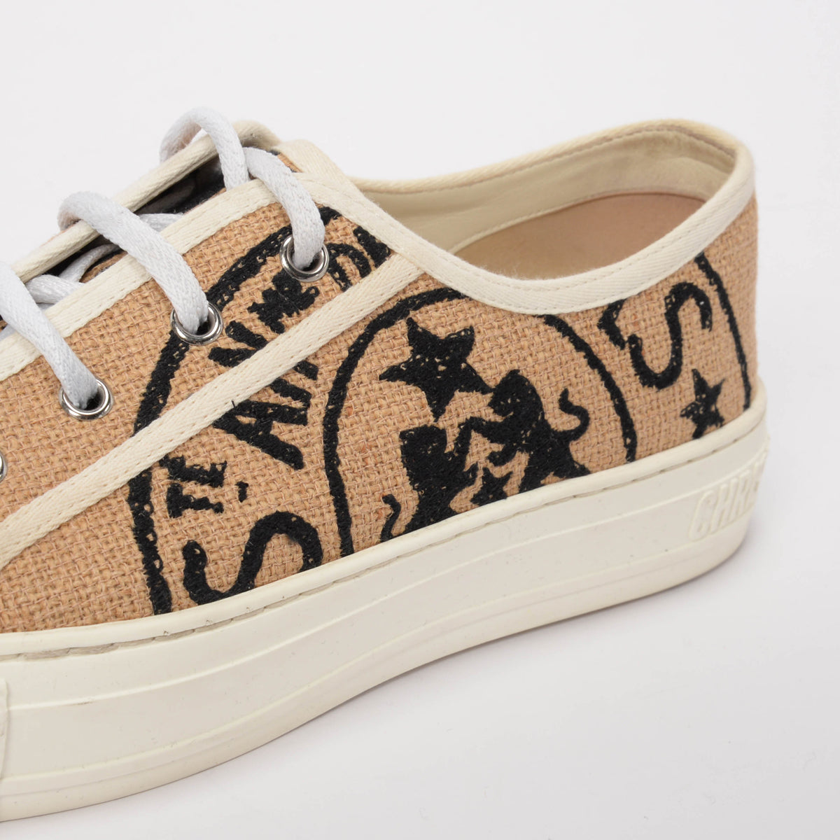 Dior Beige Jute Canvas Union Embroidered Walk'N'Dior Sneakers 40.5
