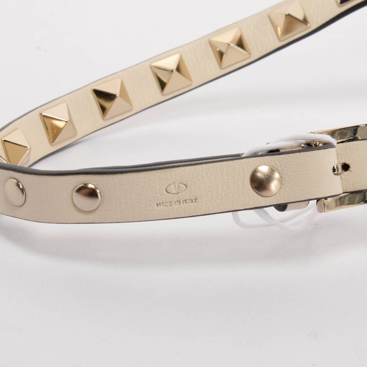 Valentino Ivory Calfskin Rockstud Double Strap Bracelet