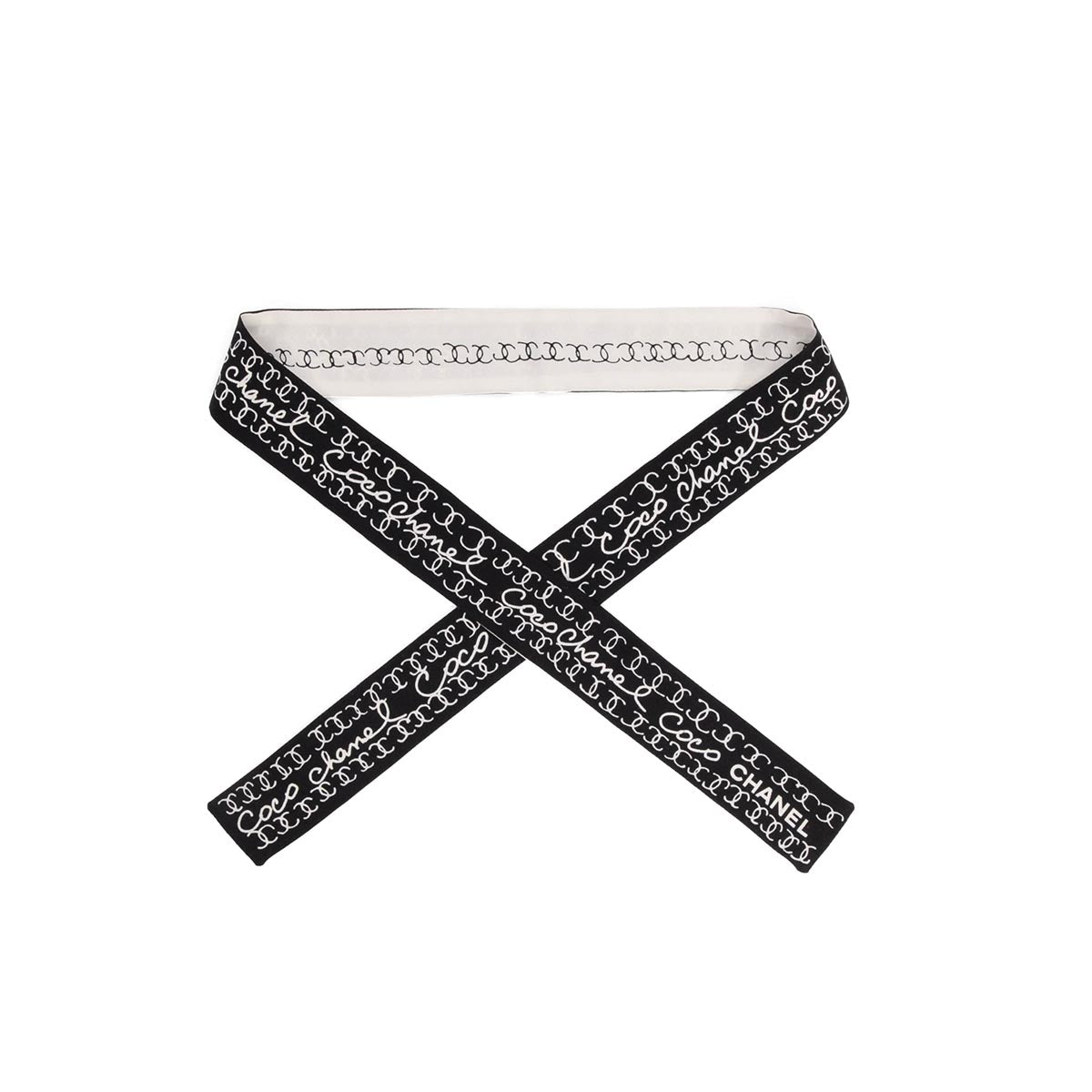 Chanel Black & White Silk CC Bandeau