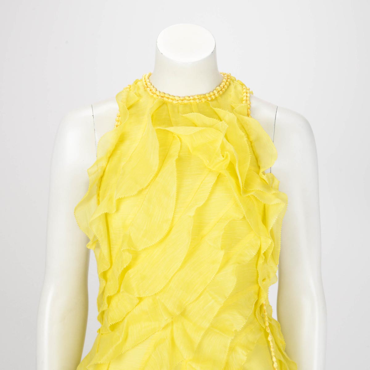 Zimmermann Lemon Linen & Silk Wonderland Ruffle Gown