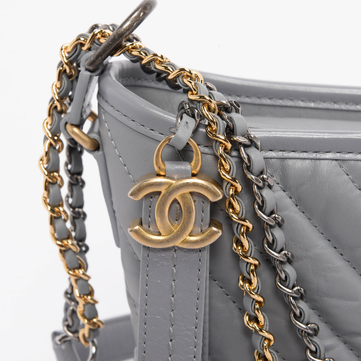 Chanel Grey Aged Calfskin Small Gabrielle Bag