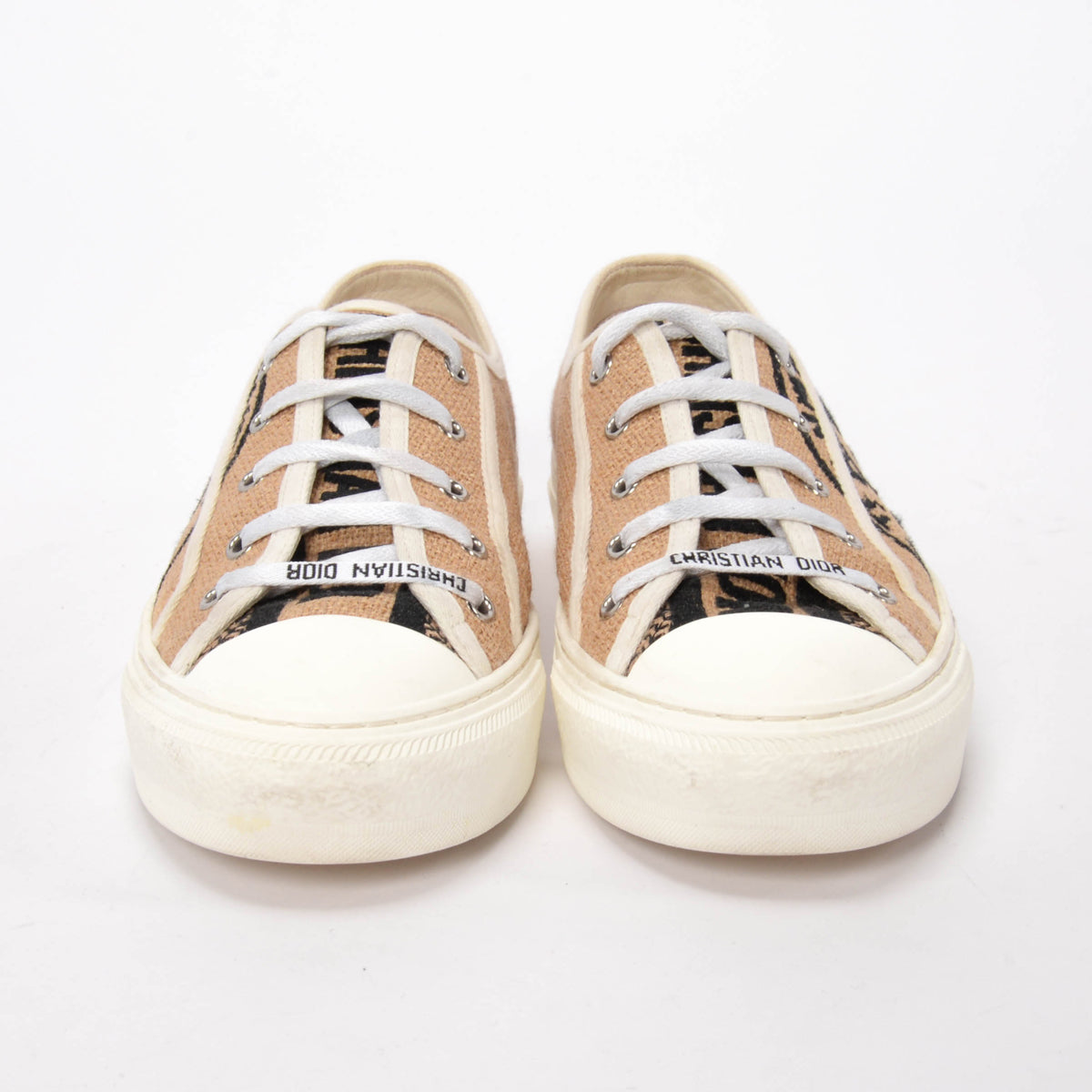 Dior Beige Jute Canvas Union Embroidered Walk'N'Dior Sneakers 40.5