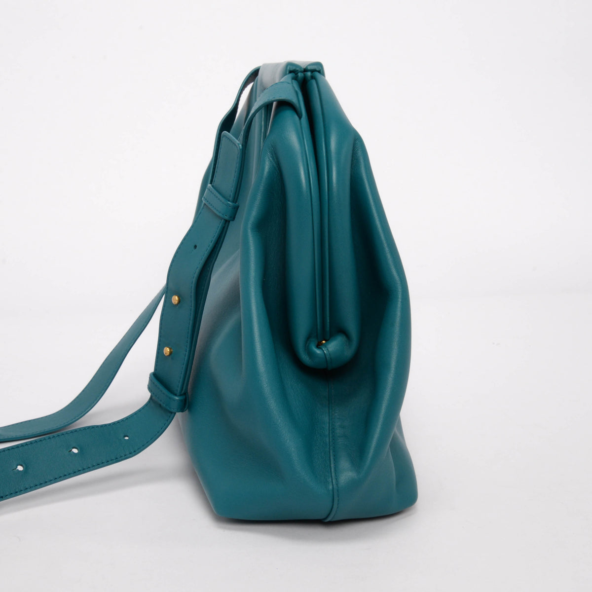 Bottega Veneta Turquoise Calfskin Medium The Point Triangle Bag