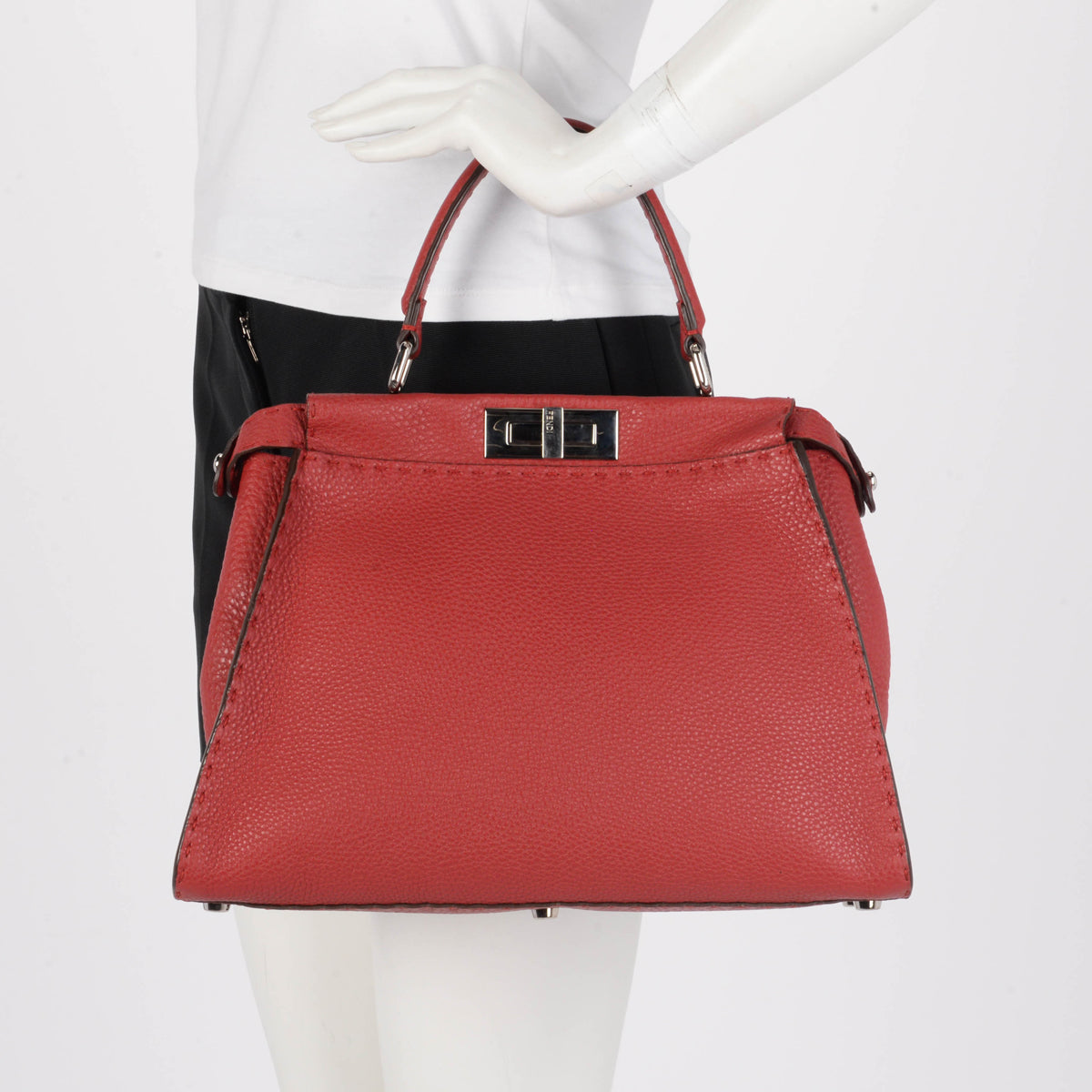 Fendi Raspberry Selleria Medium Peekaboo Bag