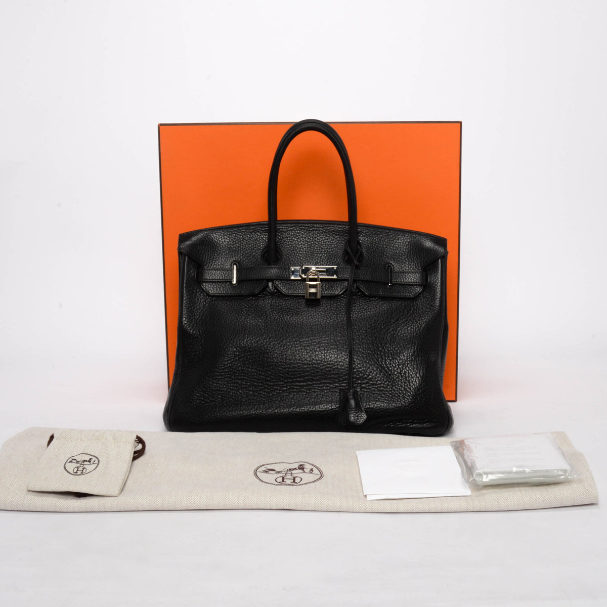 Hermes Black Clemence Birkin 35 PHW