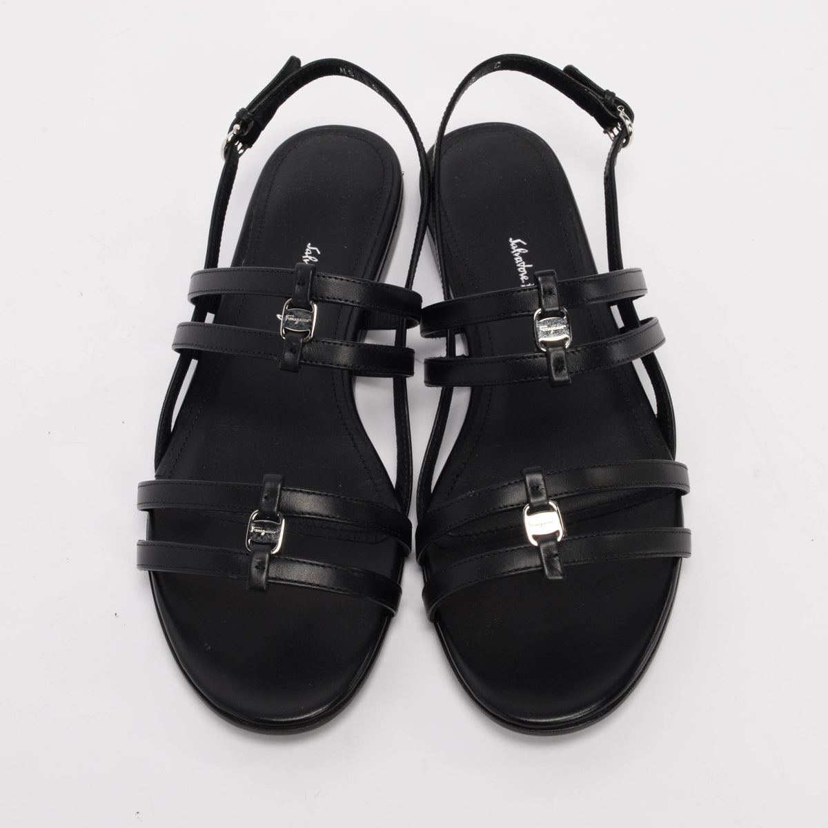 Ferragamo Black Calfskin Typa Sandals 8