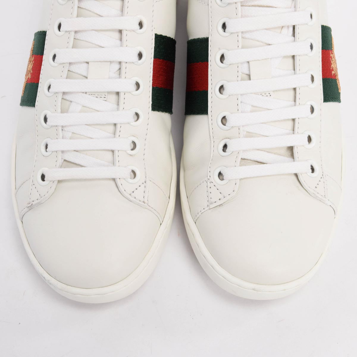 Gucci White Leather Bee Embroidered Ace Sneakers 35