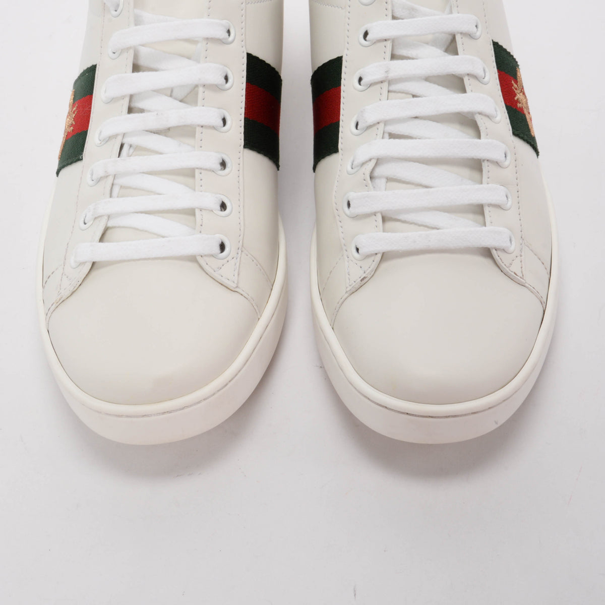 Gucci White Calfskin Bee Embroidered Ace Sneakers 40