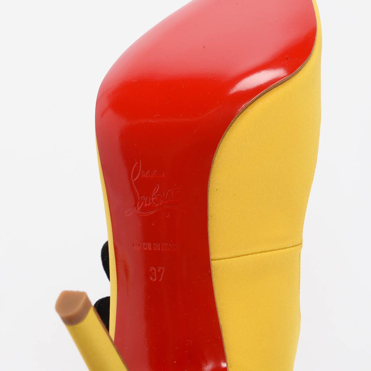 Christian Louboutin Yellow Satin Pensee Mary Jane Pumps 37