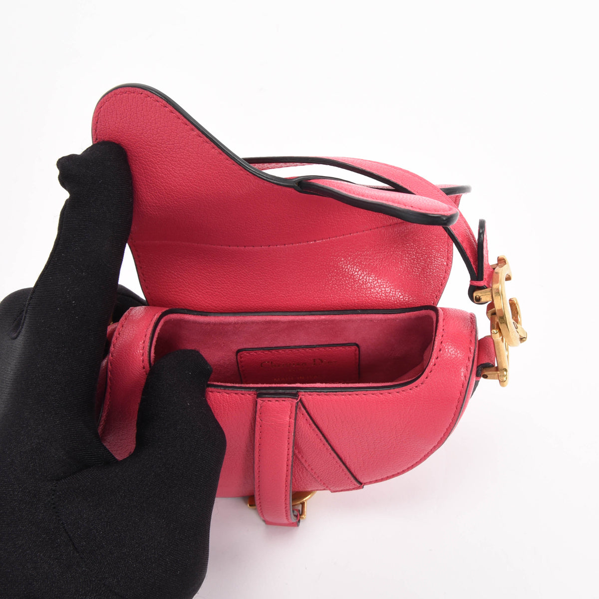 Dior Fuschia Goatskin Micro Saddle Bag