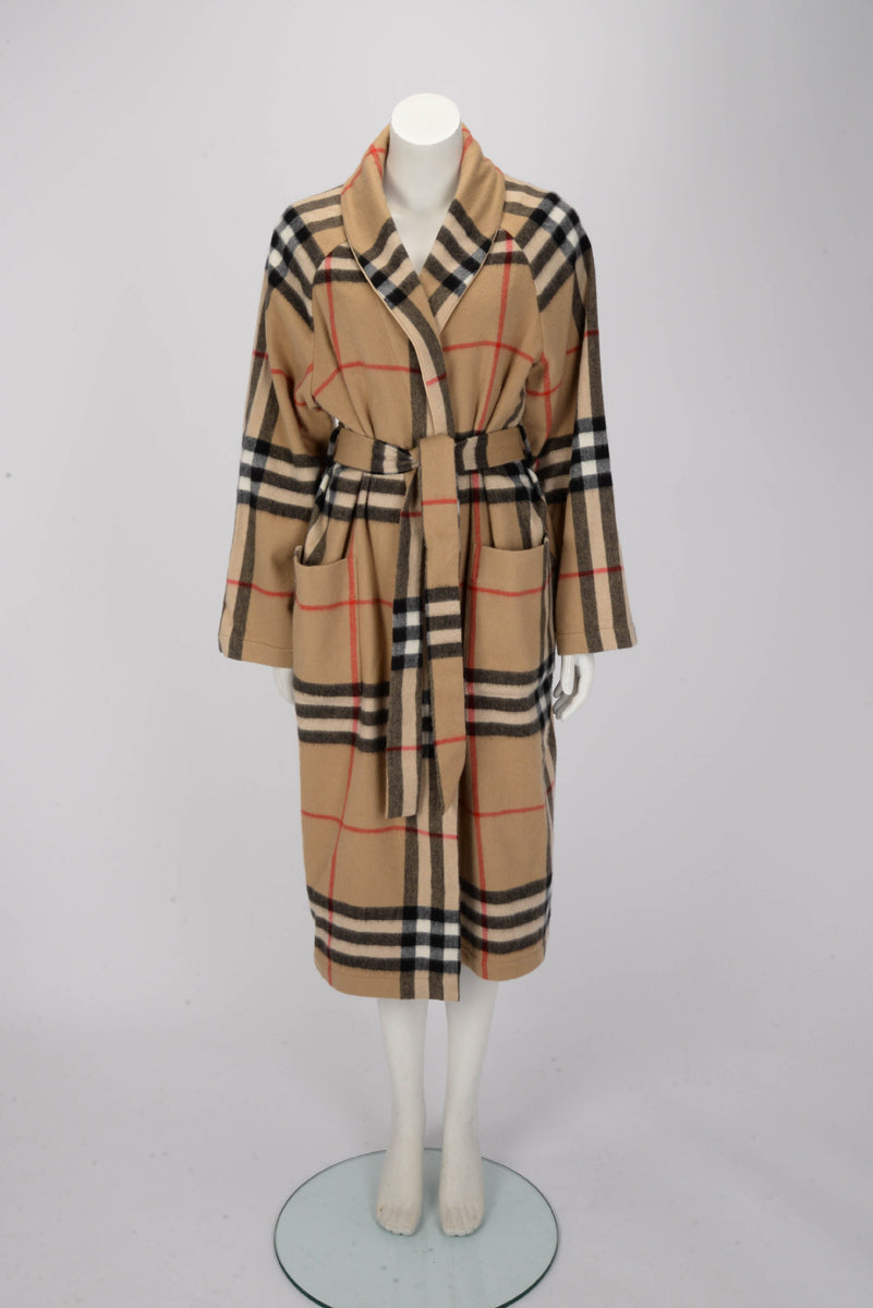 Burberry Beige Cashmere Nova Check Bathrobe.