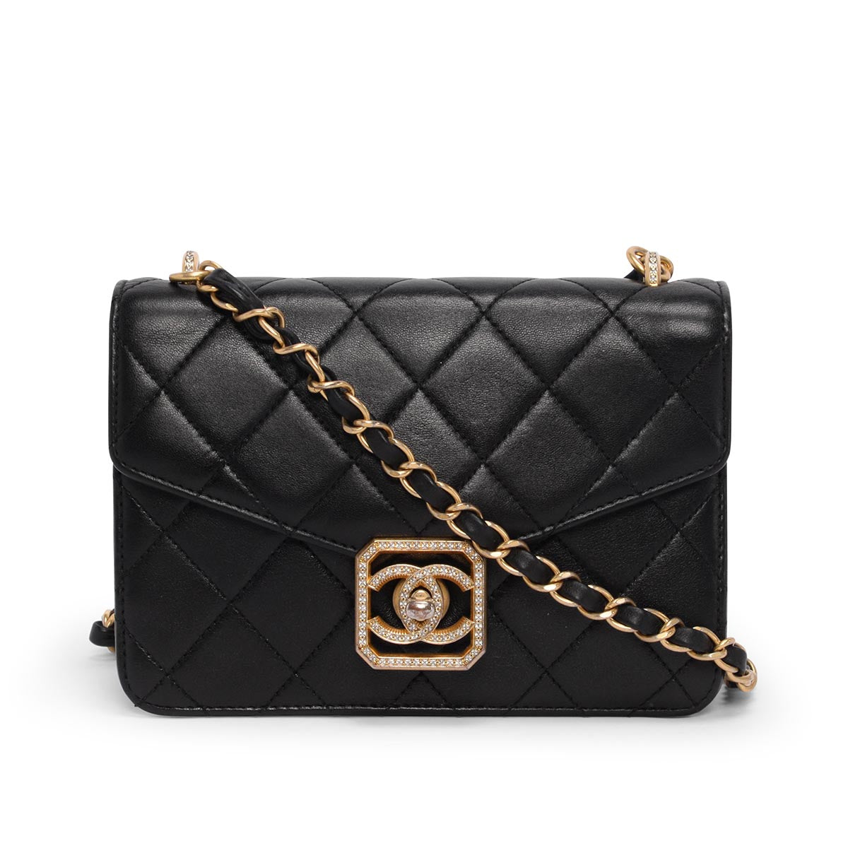 Chanel Black Quilted Lambskin Geometric CC Frame Flap Bag