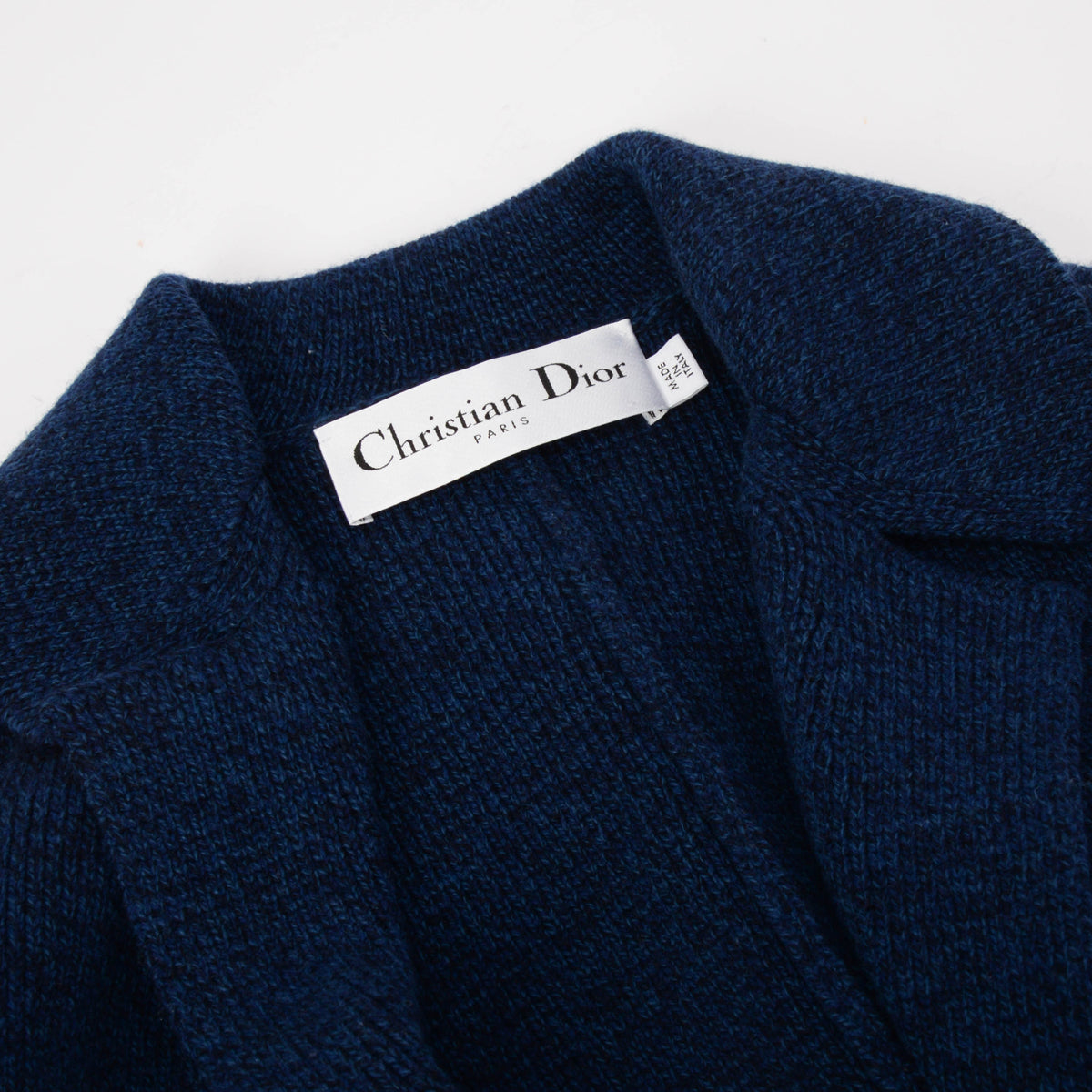 Dior Blue Wool Knit Double Breasted Jacket FR 40