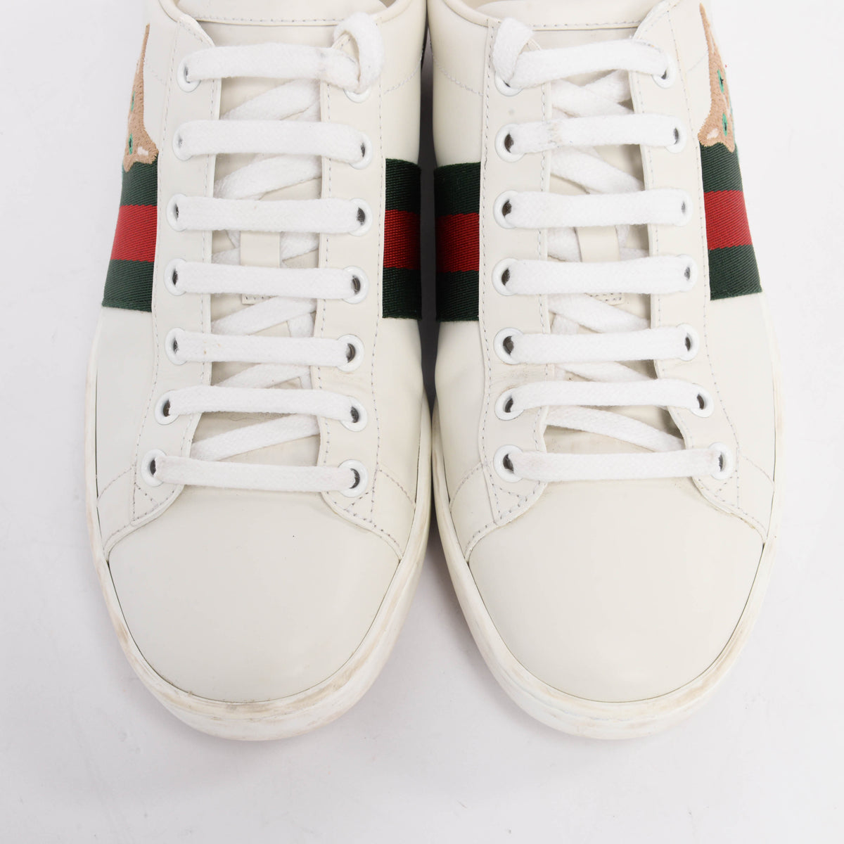 Gucci White Leather Cat Embroidered Ace Sneakers 37.5