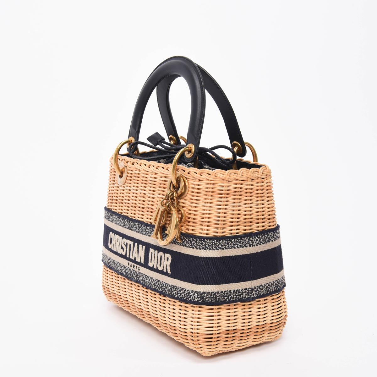 Dior Blue Oblique Wicker Medium Lady Dior Bag