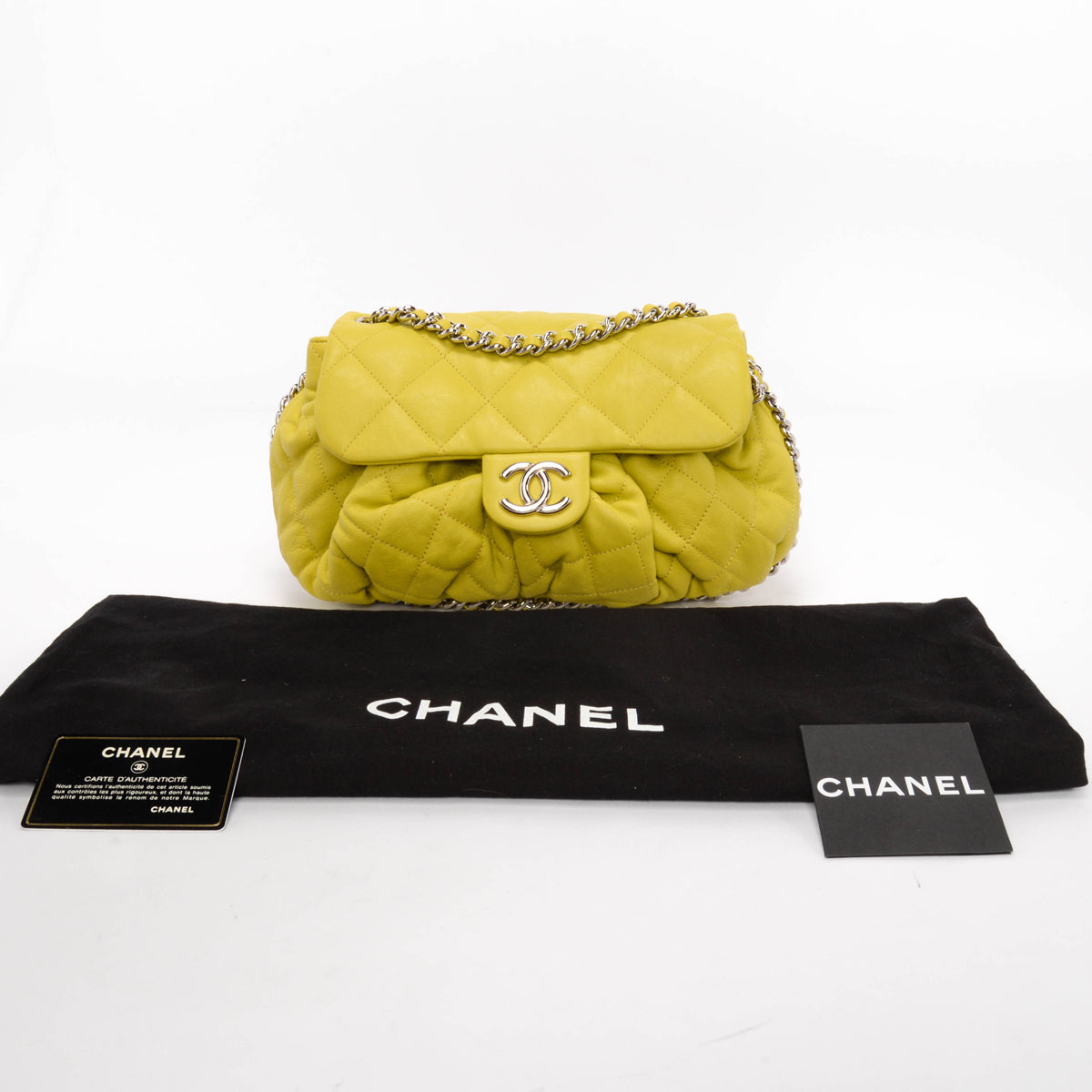 Chanel Chartreuse Washed Lambskin Chain Around Bag