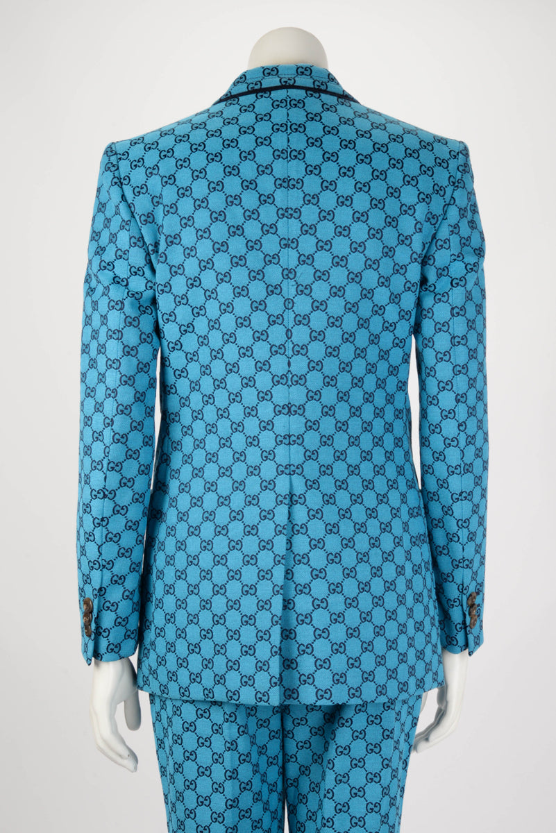 Gucci Blue GG Canvas Single Breasted Jacket IT 38