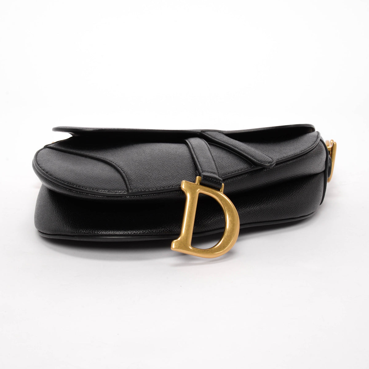 Dior Black Grained Calfskin Saddle Bag