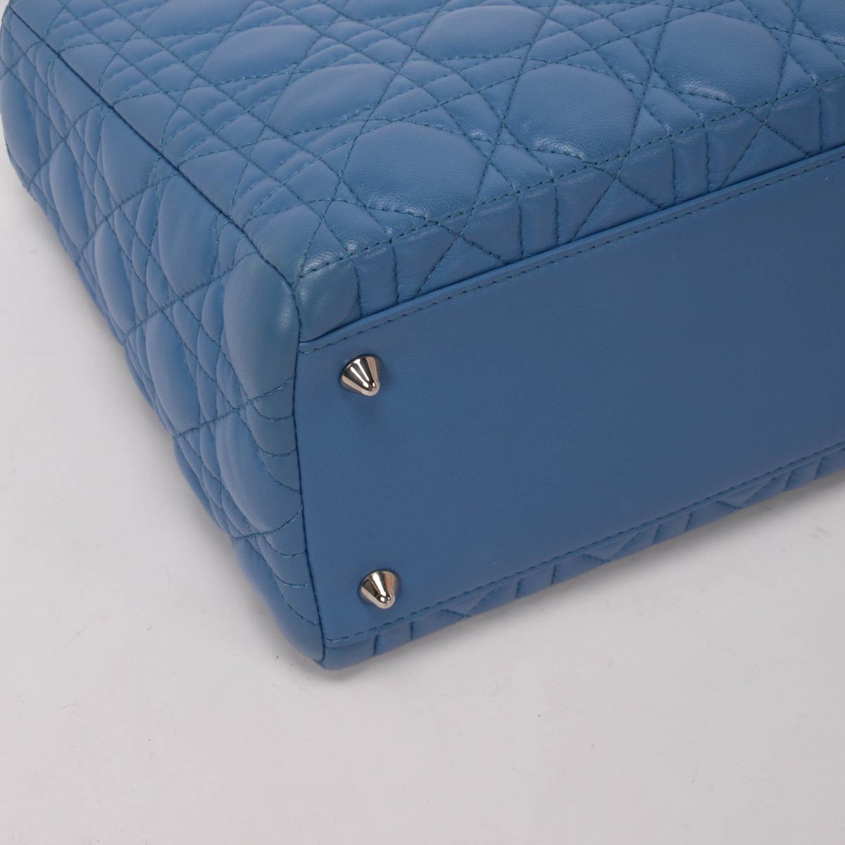 Dior Blue Lambskin Cannage Medium Lady Dior