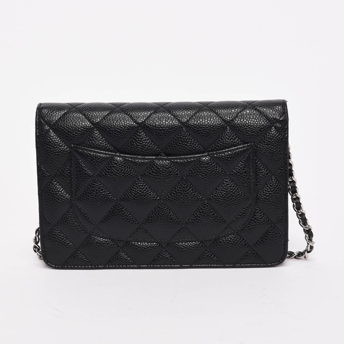Chanel Black Quilted Caviar Classic Wallet On Chain