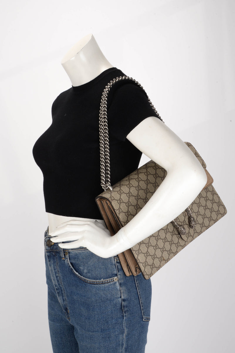 Gucci Beige GG Supreme Medium Dionysus Shoulder Bag