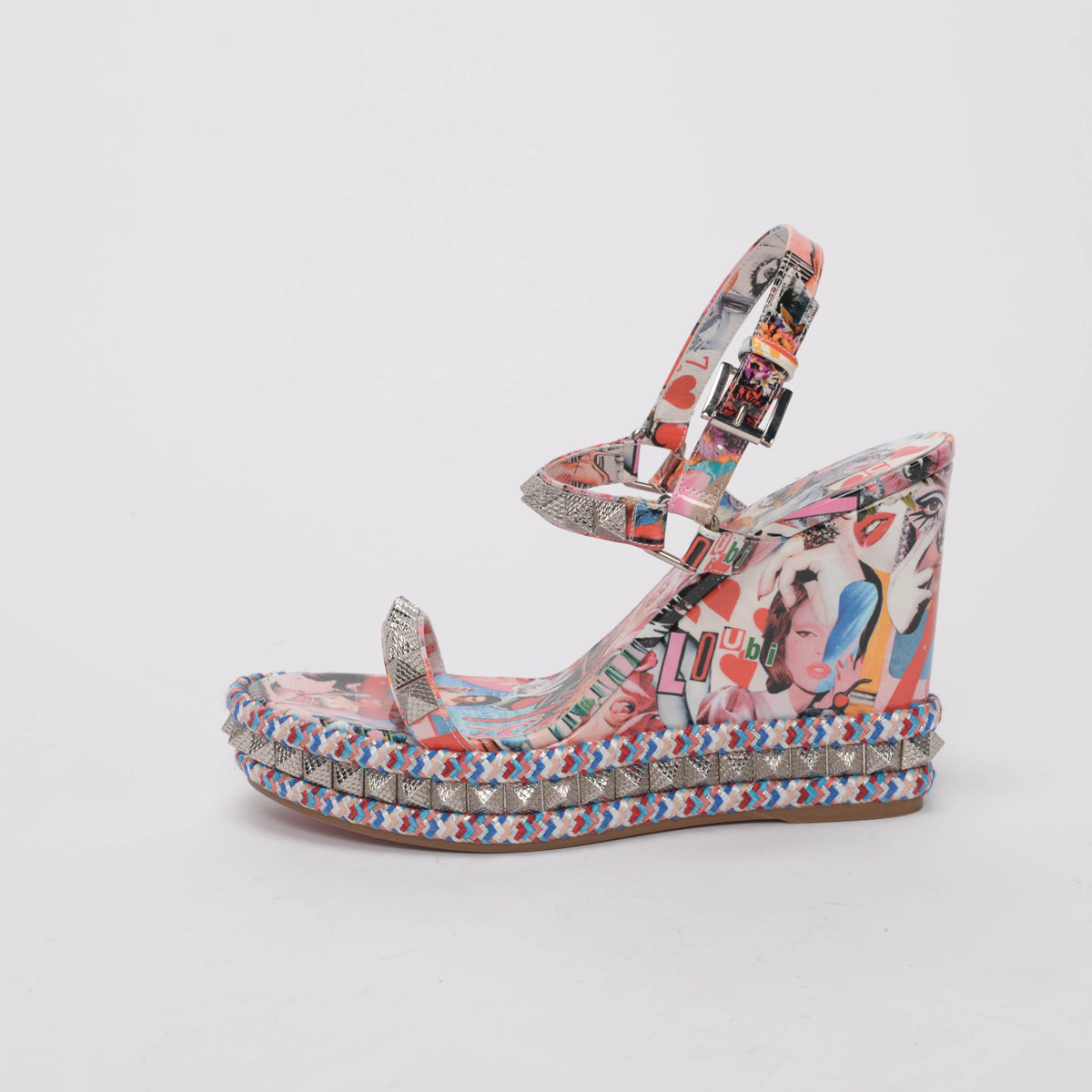 Christian Louboutin Multi Colour Patent Pyraclou Xtian Wedges 41