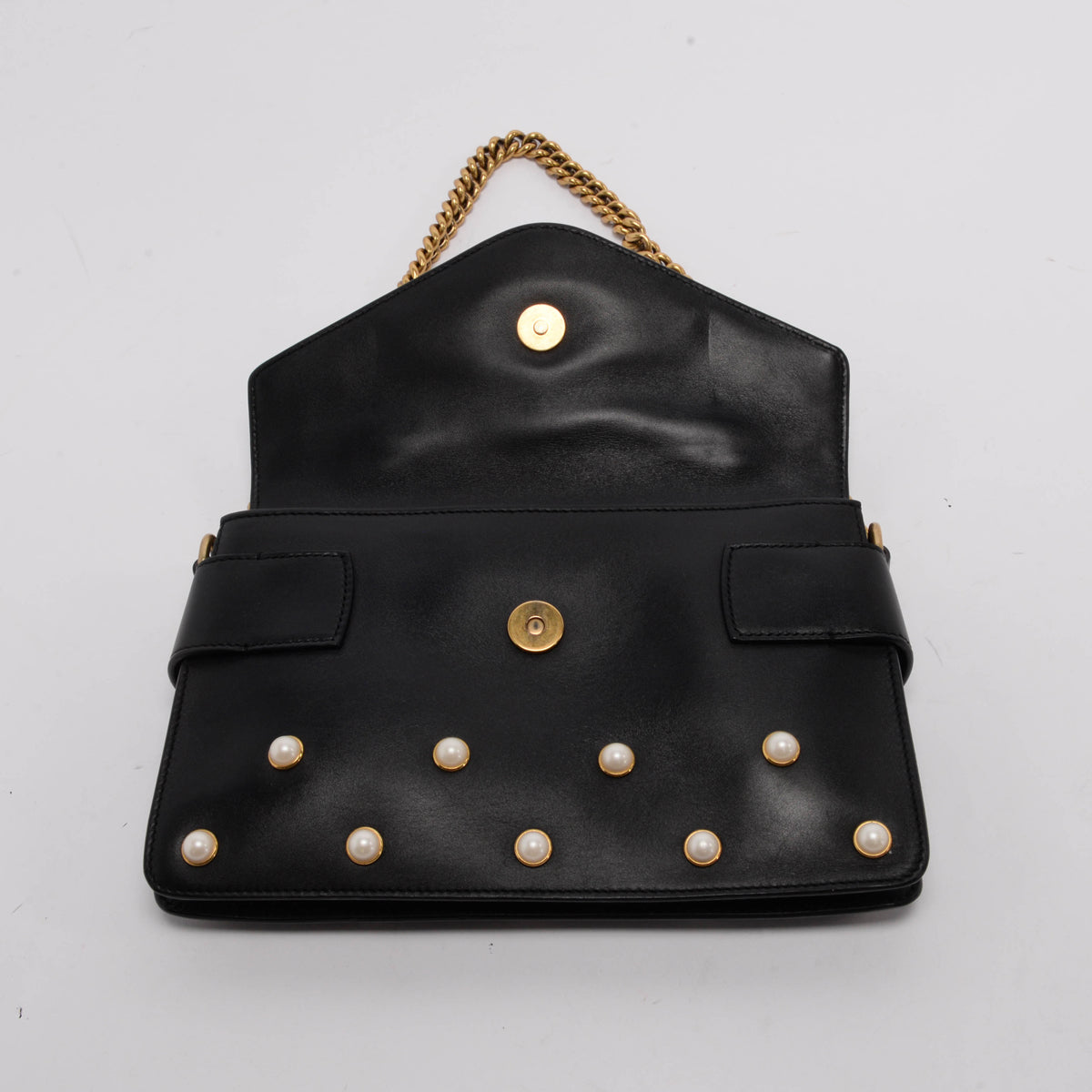 Gucci Black Pearl Studded Mini Queen Margaret Broadway Bag