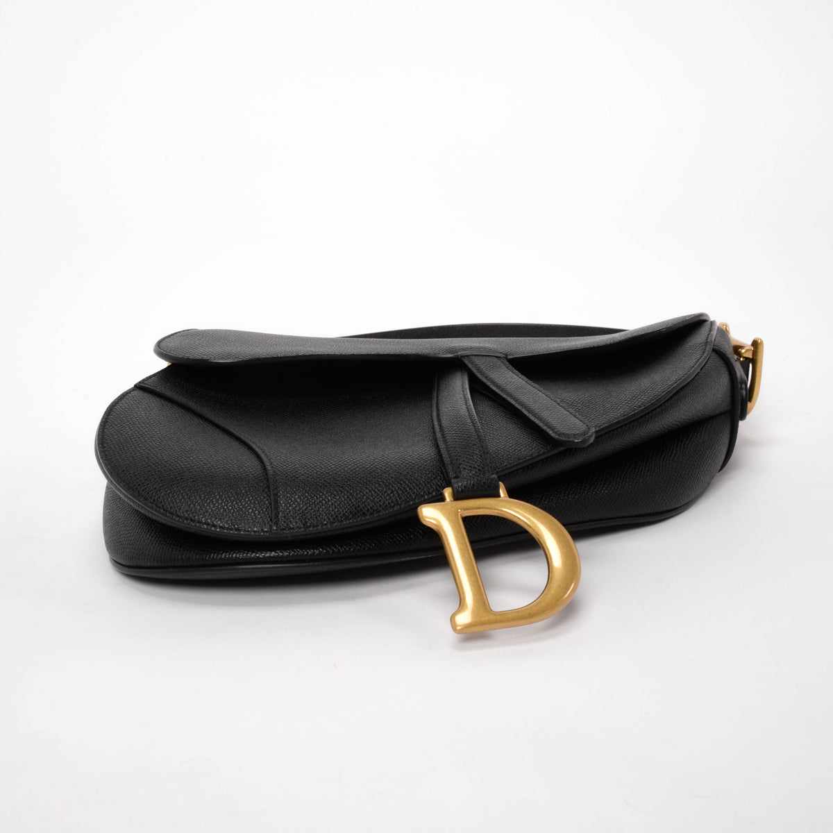 Dior Black Grained Calfskin Saddle Bag