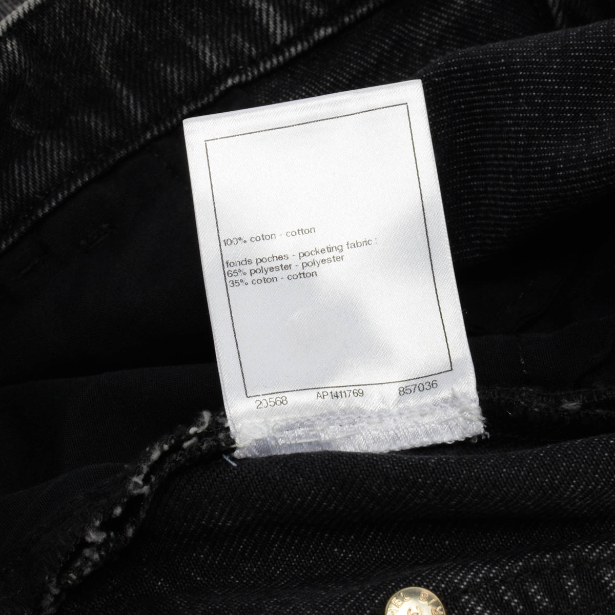 Chanel Black Denim CC Chain Trim Jeans FR 42
