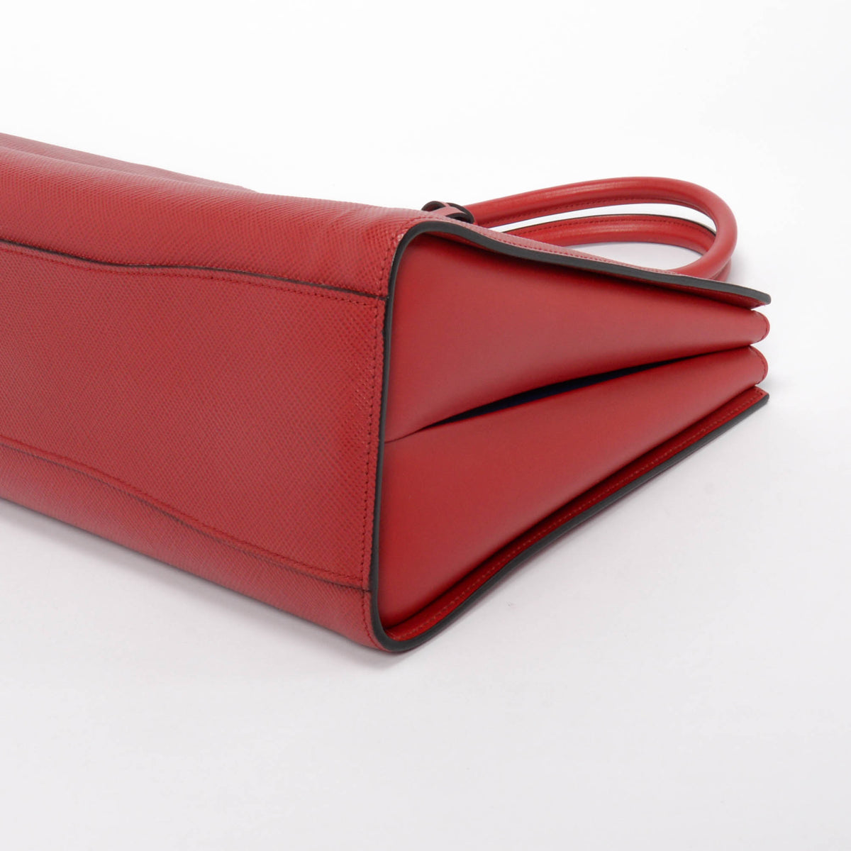 Prada Red & Navy Saffiano Cuir Bibliotheque Bag