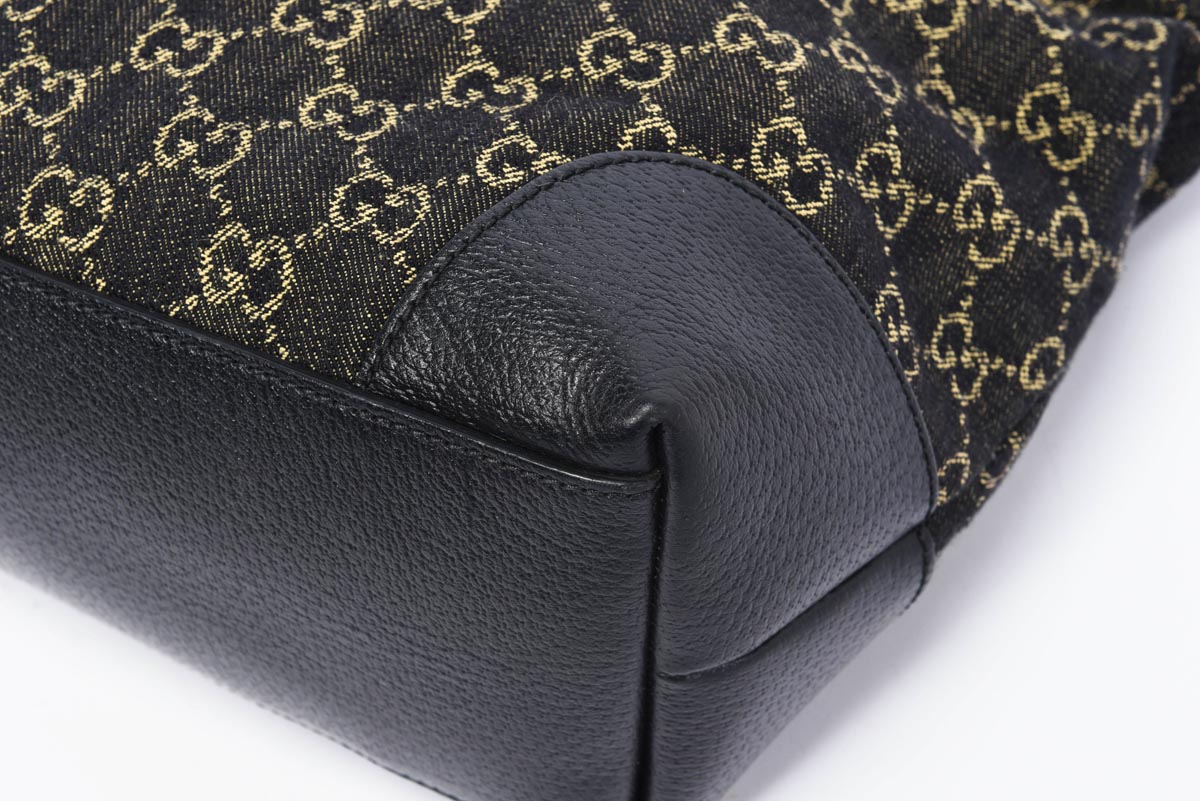 Gucci Black GG Denim Ophidia Tote