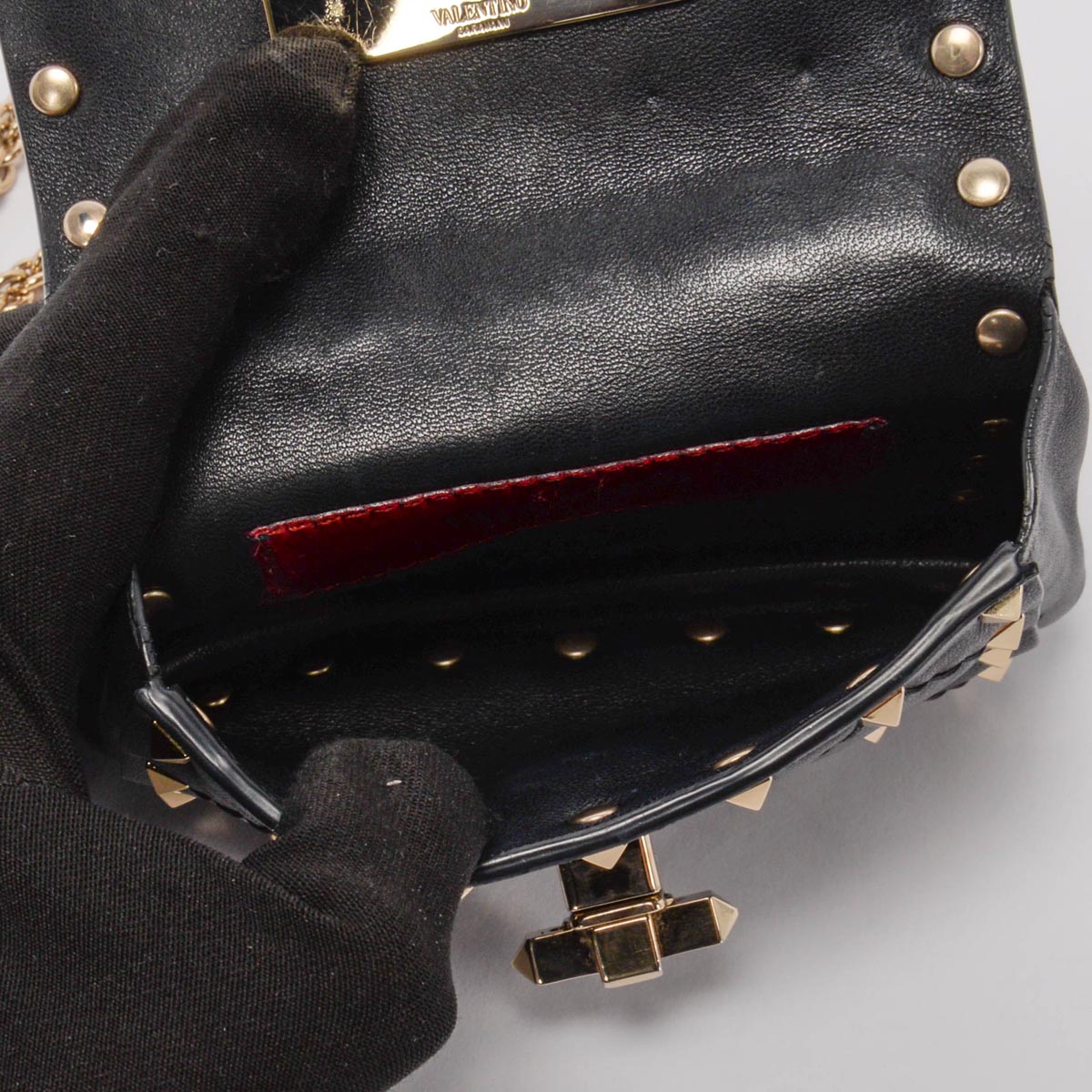 Valentino Black Nappa Leather Micro Rockstud Spike Bag