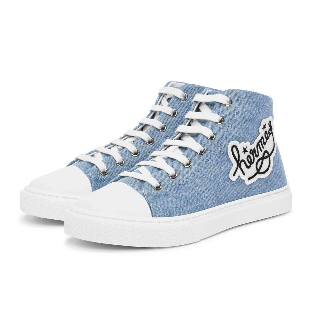 Hermes Blue Denim Illico Hi Top Sneakers 37.5