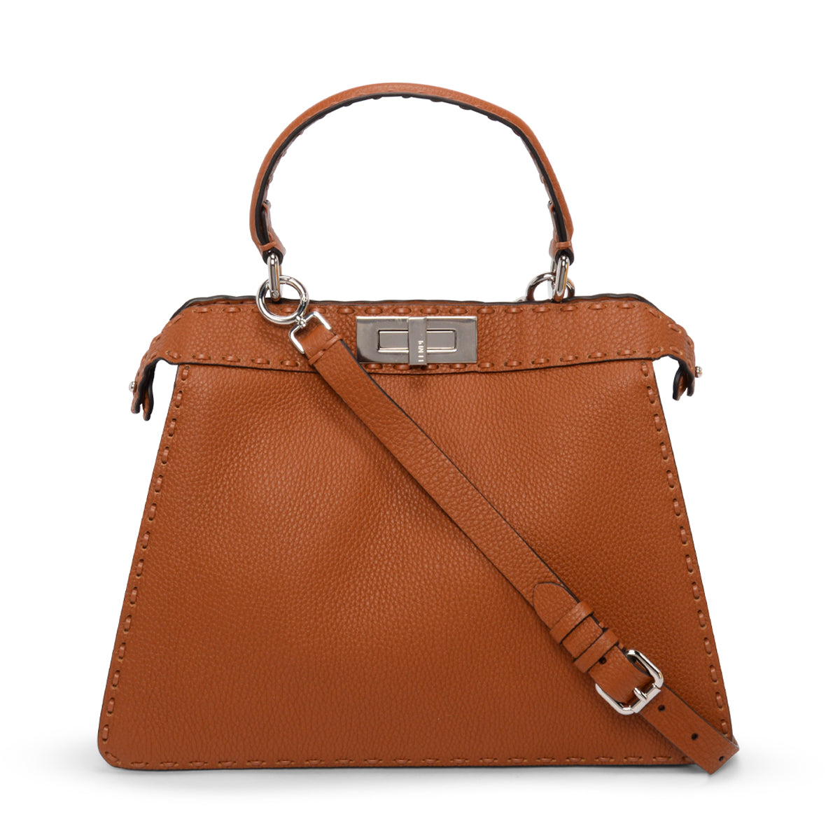 Fendi Tan Roma Calfskin Medium Peekaboo ISeeU Bag