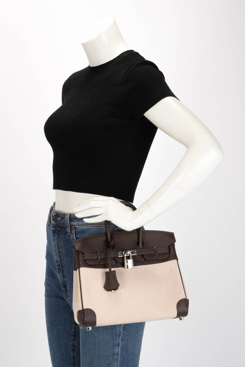 Hermes Moka & Ecru Swift & Toile H Birkin 25