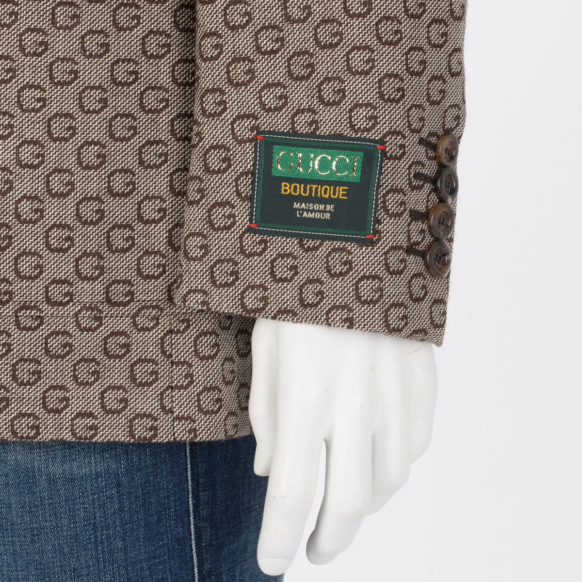 Gucci Brown Wool G Jacquard Jacket 48