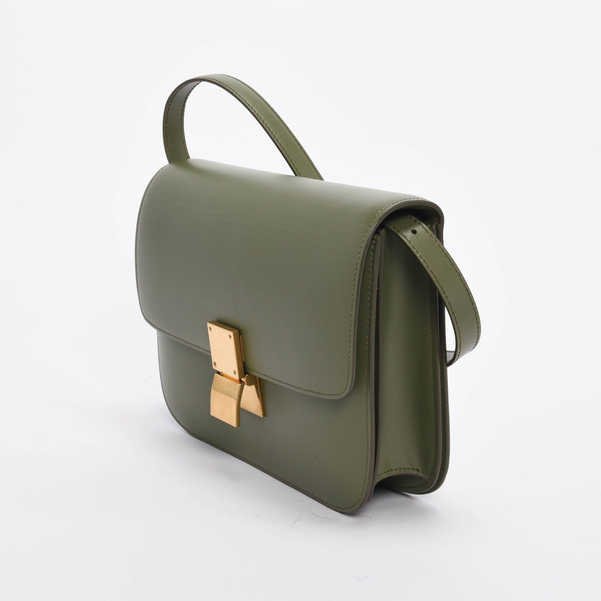 Celine Khaki Box Calf Classic Box Bag