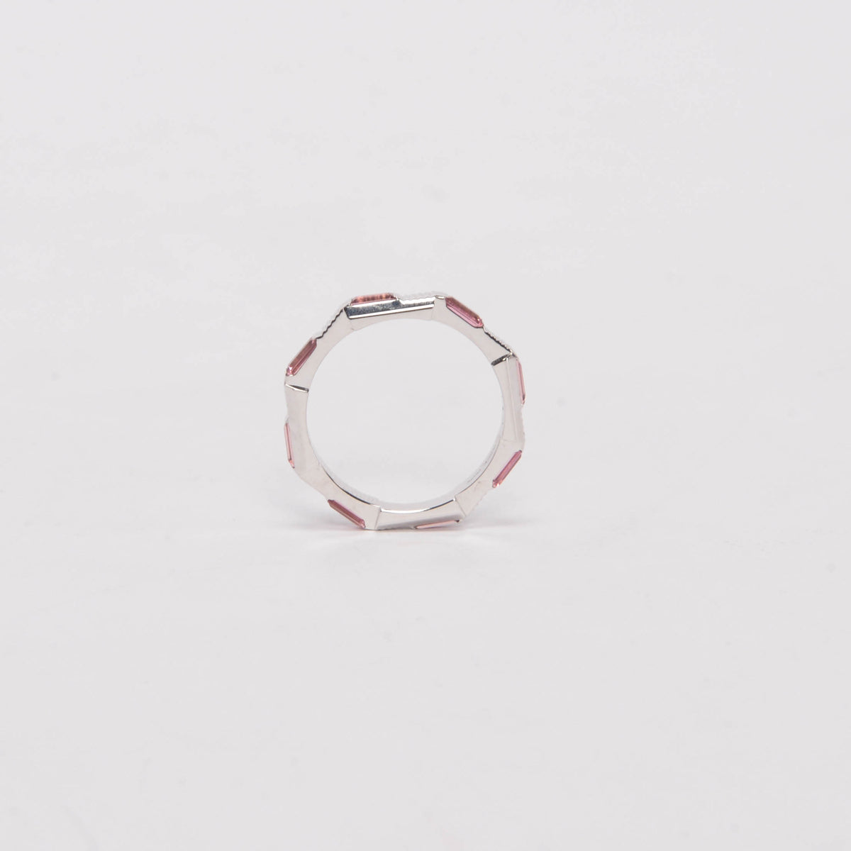 Gucci 18k White Gold & Rubellite Link To Love Ring