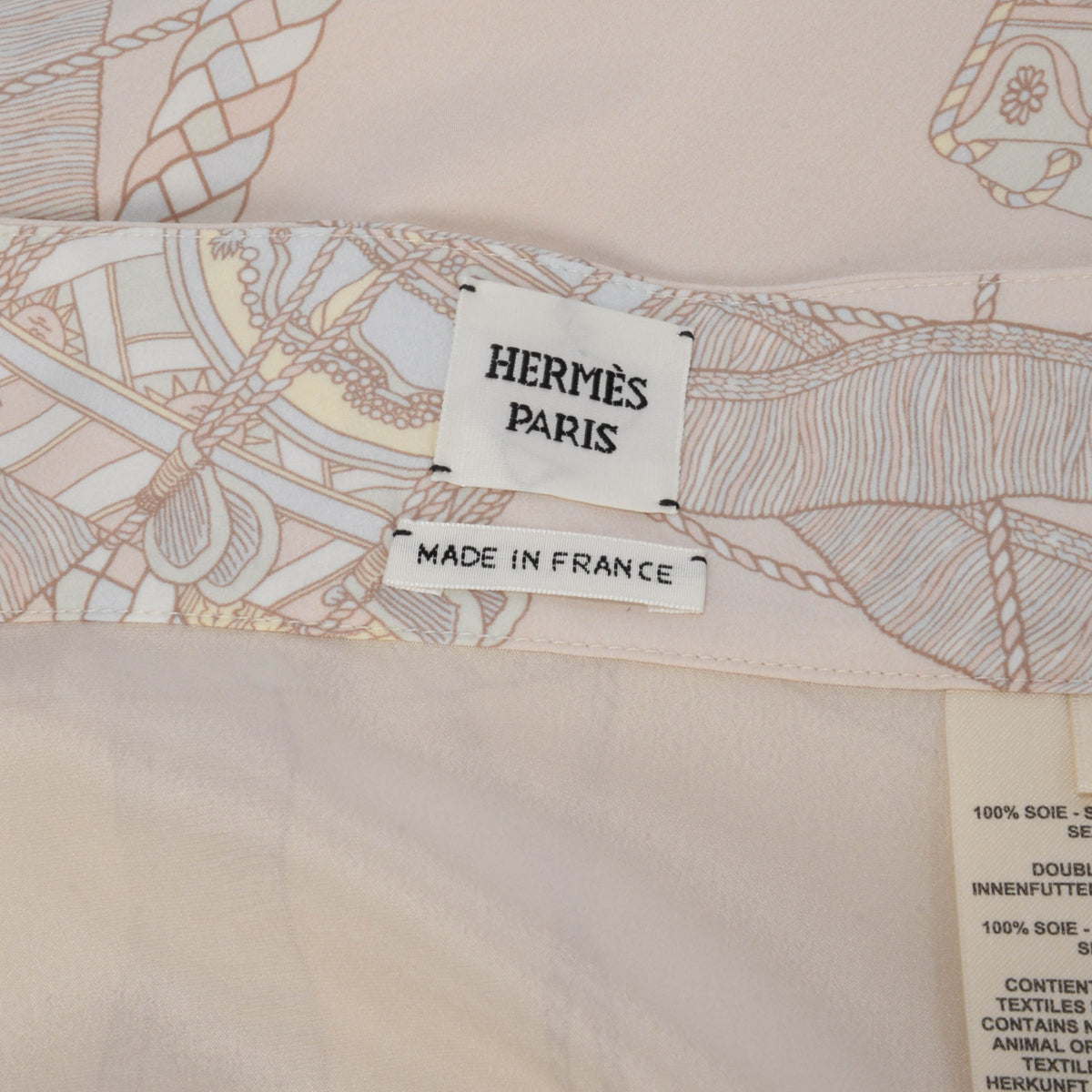 Hermes Blanc Poros Silk Printed Wrap Skirt FR 40