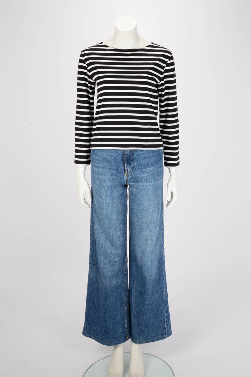 Celine Black & White Cotton Striped T-Shirt S