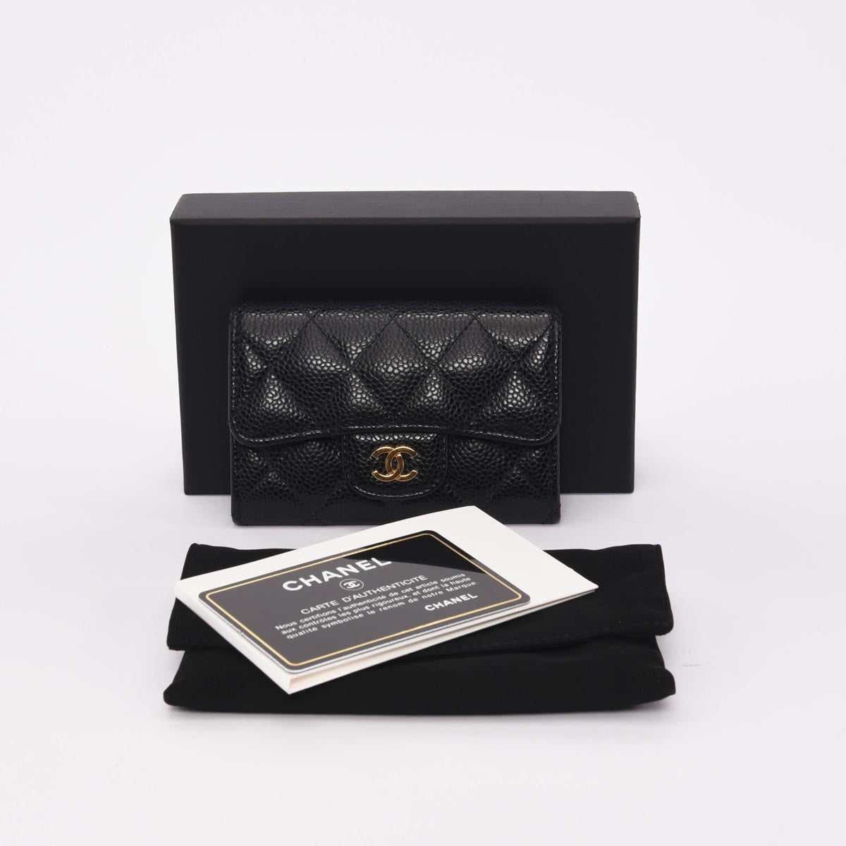 Chanel Black Quilted Caviar Classic Card Holder