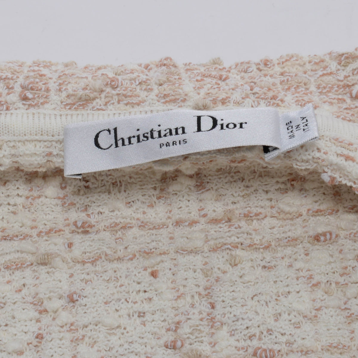 Dior Peach Blossom Tweed Knit Macrocannage Jacket FR 42
