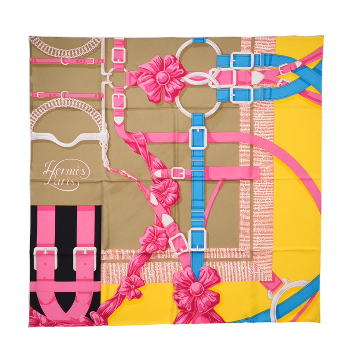 Hermes Multicolour Silk Grand Manege Detail Scarf 90